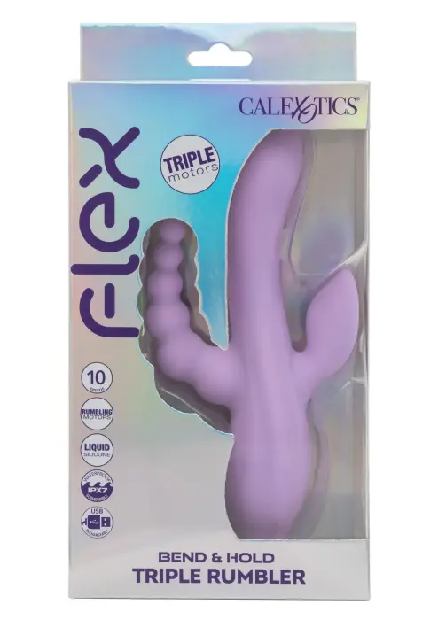 Elastīgs Triple Rumbler vibrators – 18 cm (7″) – violets Foto 2