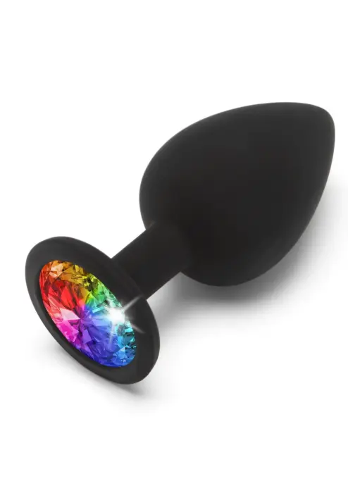 Rainbow Booty Jewel Anal Plug – L – Black