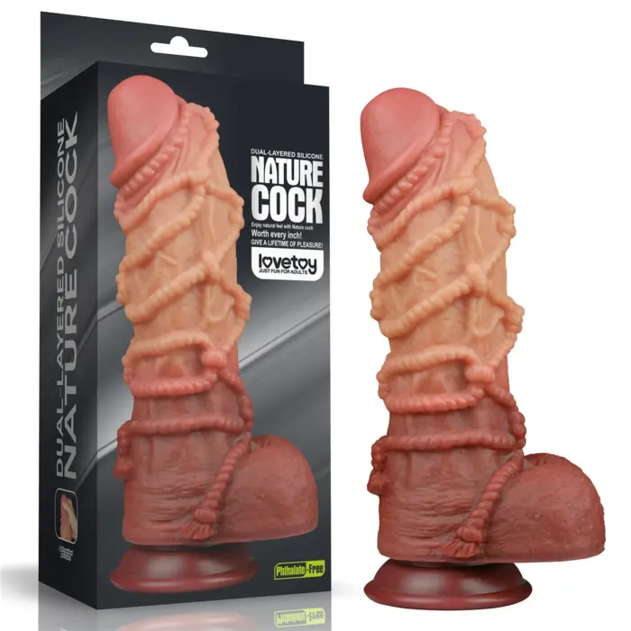Divslāņu Platinum Silikona Dildo ar Virvi – 26.7 cm (10.5″) – Reālistisks