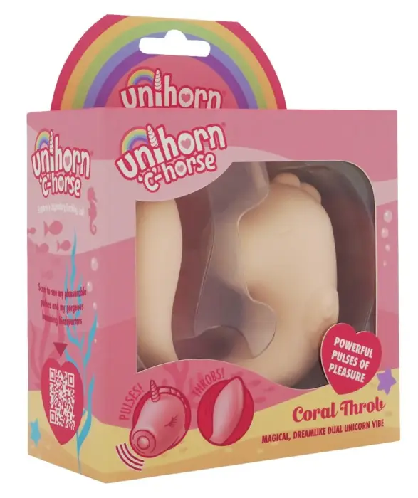 Unihorn C-Horse Coral Throb kahekordne vibraator – 15 cm – Oranž