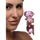 Rozā rozes formas stikla anālais spraudnis – 10 cm (4″) — Foto 3