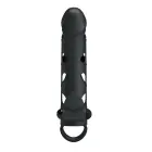 PRETTY LOVE – vibruojanti varpos rankovė su sėklidžių juosta – 17 cm – juoda — Nuotrauka 1