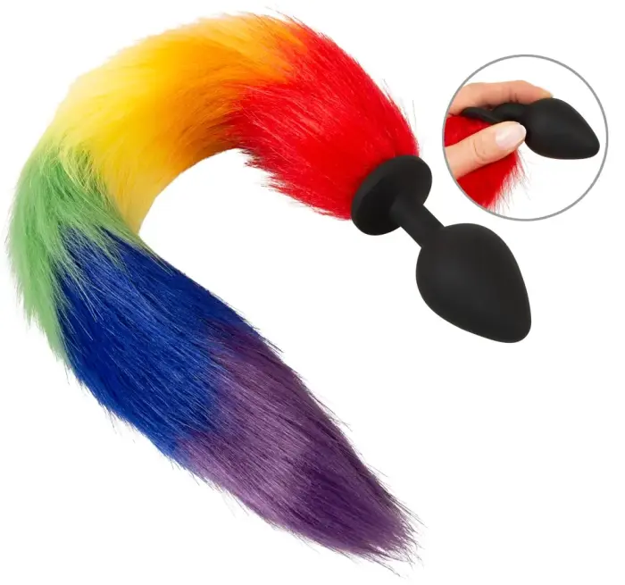 Fluffy Tail Rainbow dildo – 42 cm – Multicolored Photo