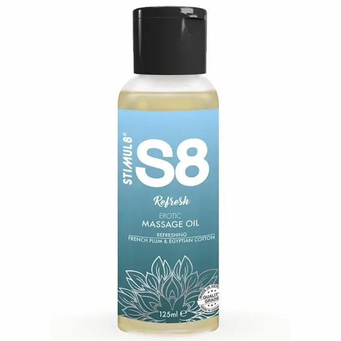 S8 Refresh Cotton masāžas eļļa 125 ml – franču plūmju un kokvilnas