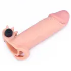 Add 2" Pleasure X Tender Vibrating Penis Sleeve – vibruojanti TPE varpos ilgintuvo rankovė – kūno spalvos — Nuotrauka 3