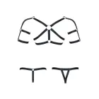 Vyriškas gumos komplektas – T-marškiniai su puošmenomis ir 2 porų stringai – juodas – XXL/XXXL Photo