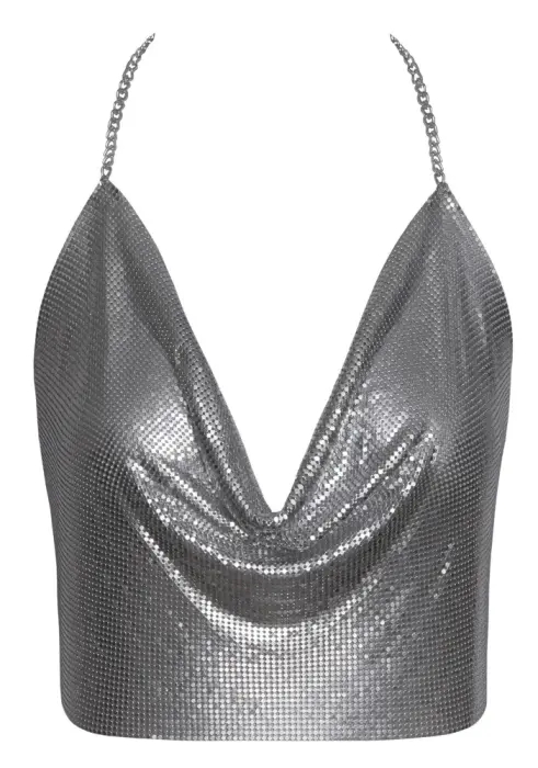 Cottelli Metal Halter Top – Silver Photo