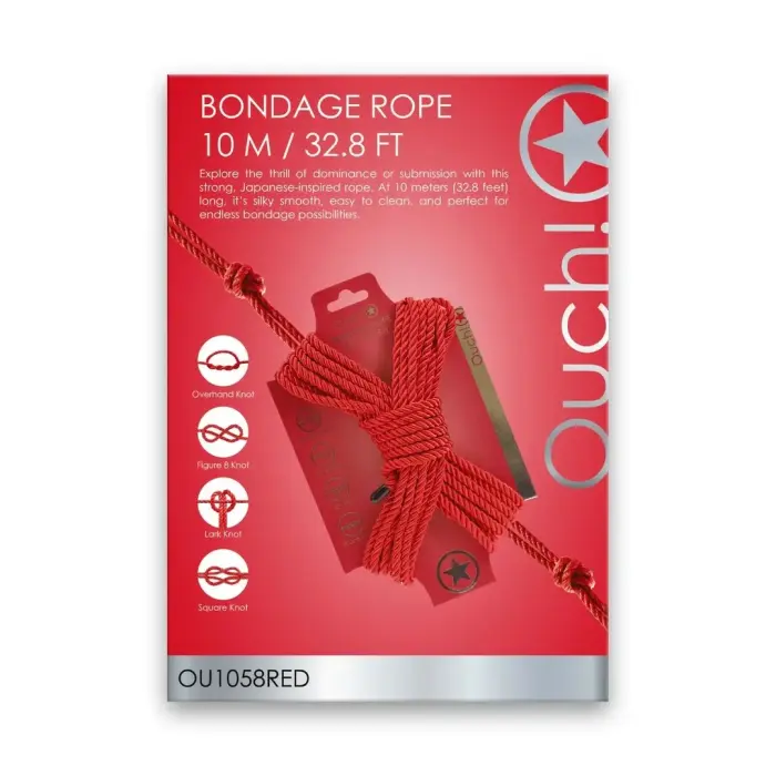 Ouch! OU1058RED Adjustable Bondage Cuffs - Red, Universal Size