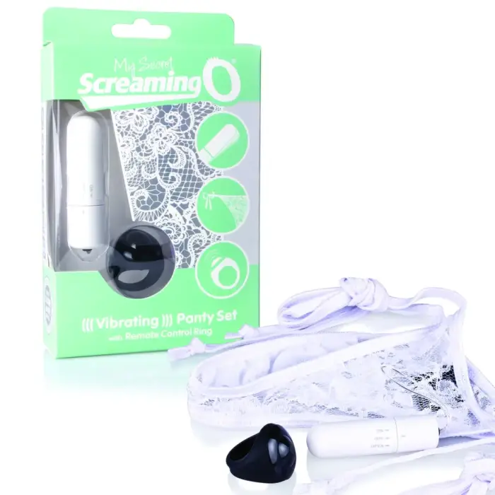 The Screaming O Remote Control Intimate Panty Vibe Set komplekts – balts
