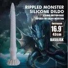 Power Monsters Basilisk – 43 cm Rippled Monster Dildo – Melns Foto 2