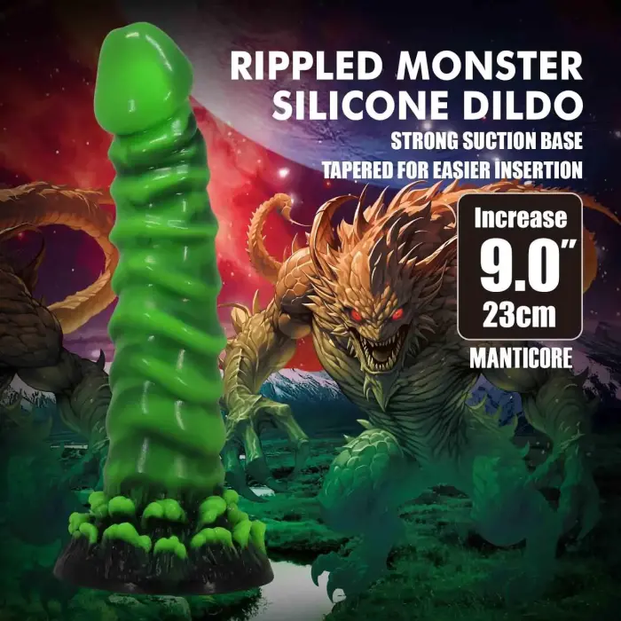 Power Monsters Manticore – 23 cm (9″) viļņots monstra silikona dildo Foto 2