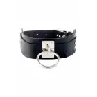 KINKY DIVA O-Ring kaelarihm – must/hõbedane, kunstnahast, reguleeritav, 43.5 cm — Foto 2