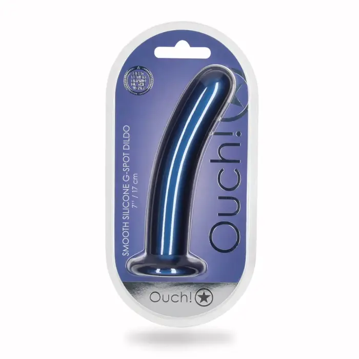 Гладкий силиконовый G-поинт дилдо – 17 cm (7″) – синий