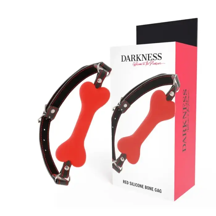 Darkness Red Bone silikona regulējamais knevelis – sarkana – 14.8 cm