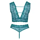 Cottelli CURVES Teal Lace Bralette and Crotchless String Set with Rings – XL — Photo 7