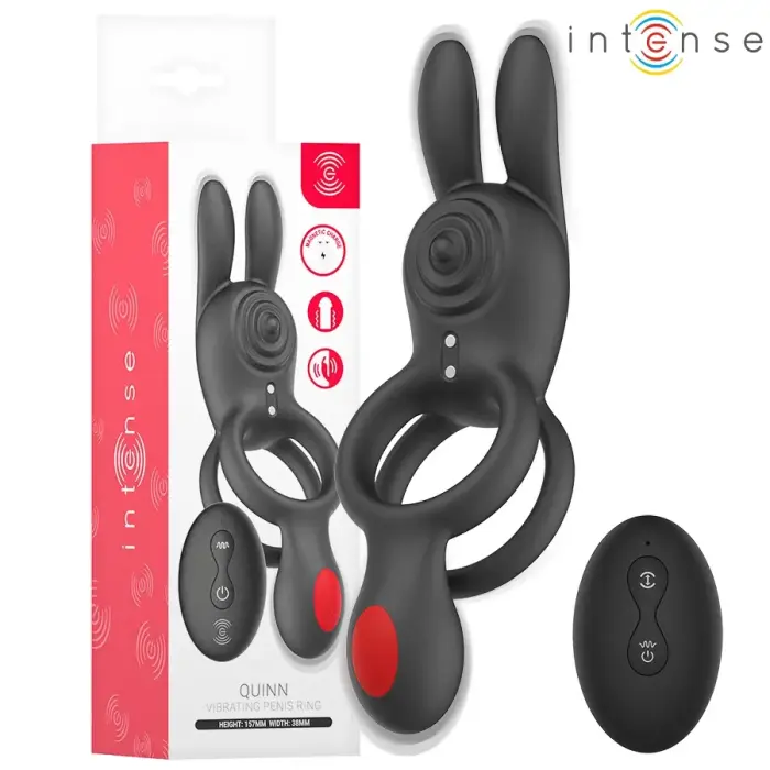 Intense Quinn Double Stimulation Ring with Remote – Black