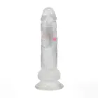 LED vibrējošs taisns vibrators ar bumbiņām – 20 cm – caurspīdīgs Foto 4