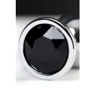 Sudraba metāla anālais spraudnis ar melnu dārgakmeni – 7.5 cm – Black Foto 6