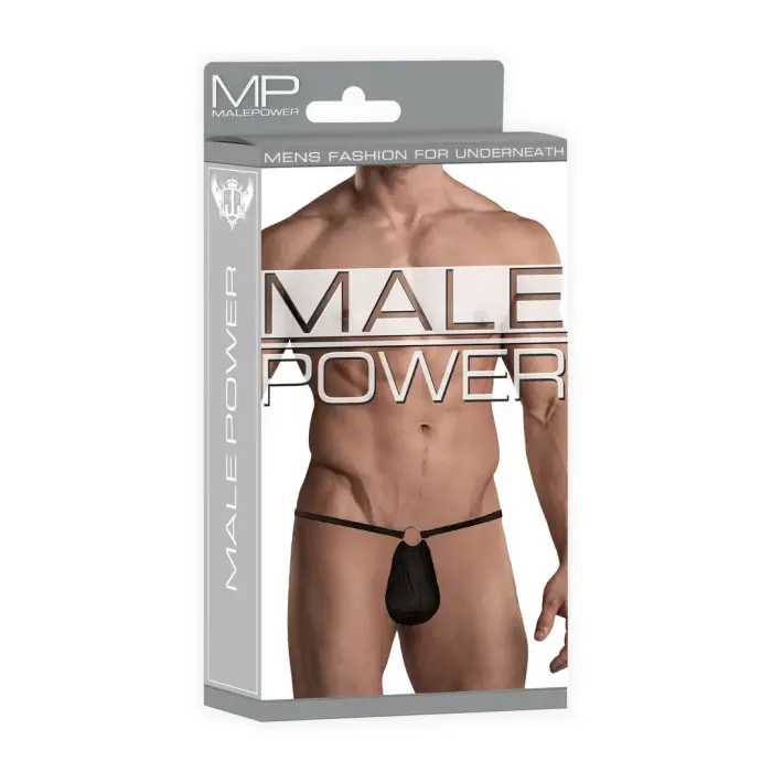 Male Power G-String with Rings – One Size – Black