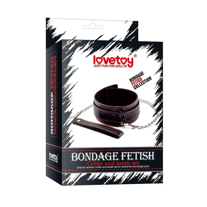 Bondage Fetish Pleasure antkaklis su pavadėliu