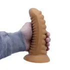 Rievots dildo ar piesūcekni – 20 cm (8″) – Miesas krāsa — Foto 2