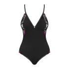 Obsessive Vanessme Lace Bodysuit – Black/Burgundy – L/XL — Photo 3