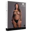 Сетчатое боди с открытой линией плеч и открытой промежностью – чёрный – Plus size — Фото 1