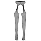Cottelli LEGWARE сетчатые колготки с подвязками и открытой промежностью – чёрные – L/XL — Фото 6