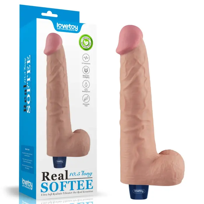 REAL SOFTEE перезаряжаемый вибрирующий дилдо – 26.5 cm (10.5″) – телесный