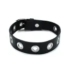 Black Leather Slim Collar with Multi-Metal Eyelets — Photo 7