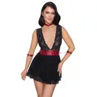 Cottelli BONDAGE Babydoll Bondage – must/punane – S Photo