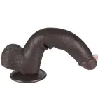 LoveToy Sliding Skin Dual Layer Dong – realistiškas dviejų sluoksnių dildo – TPE – juodas – 22,9 cm — Nuotrauka 13