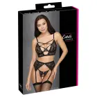 Cottelli LINGERIE кружевной бюстгальтер, пояс для чулок и открытые стринги – чёрный – 85B/L — Фото 1