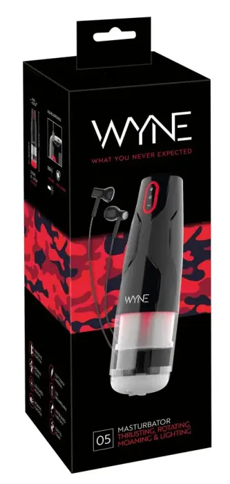 WYNE Masturbator 05 – вращающаяся насадка с функцией возвратно-поступательного движения и звуками – красный LED