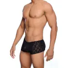 MOB Eroticwear Rose Lace Boxer Shorts – Black – S/M Photo