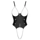 Cottelli LINGERIE ādas imitācijas bodijs ar atvērtu starpkāju un atvērta tipa krūšu daļām – melns – M — Foto 6