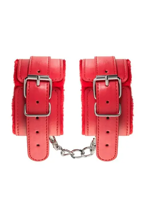 Anonymo handcuffs, PU leather, red, 27 cm Photo