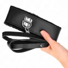KINK регулируемый кожаный ошейник с поводком – чёрный, 116см | 40-48см — Фото 3