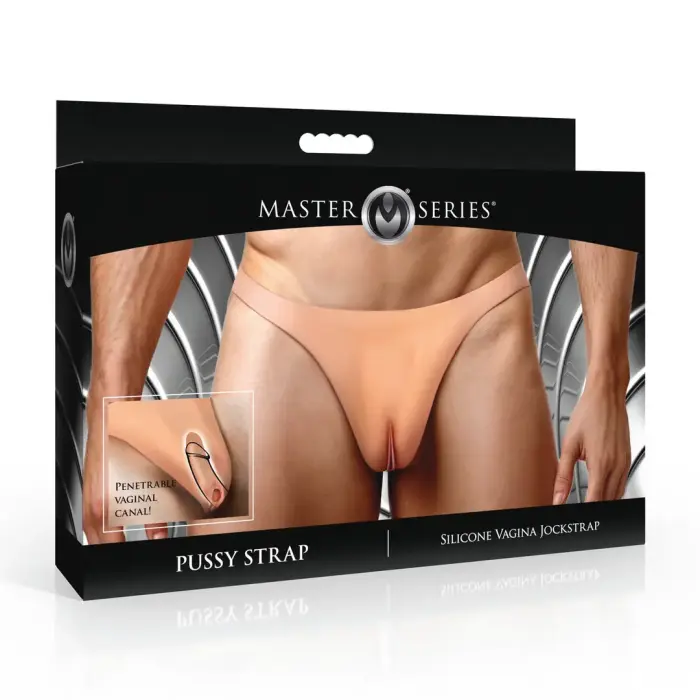 Pussy Strap - Silikoninis makšties „jockstrap“ diržas – kūno spalva