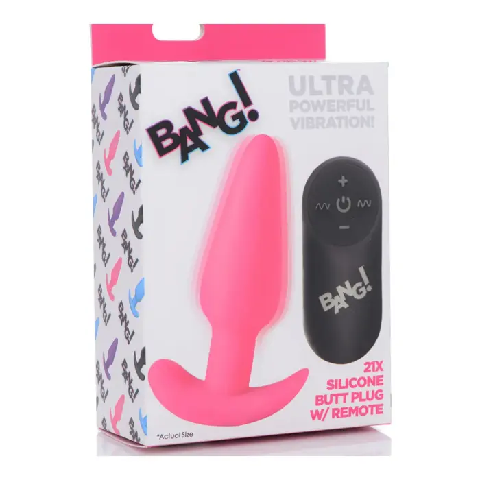 Vibrating Silicone Butt Plug with Remote Control – 15 cm (5.9″) – Pink