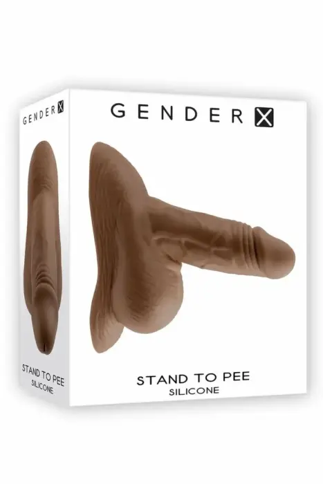 Gender X Stand to Pee – silicone STP device – dark flesh – 12.7 cm