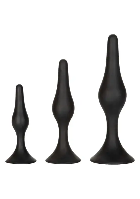 Silikona anālās apmācības komplekts – 3 daļu komplekts – Melns