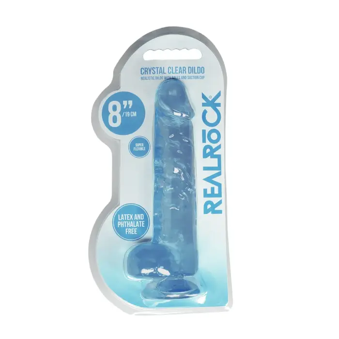 Reālistisks dildo ar sēkliniekiem un piesūcekni – 21 cm (8.3″) – Zils