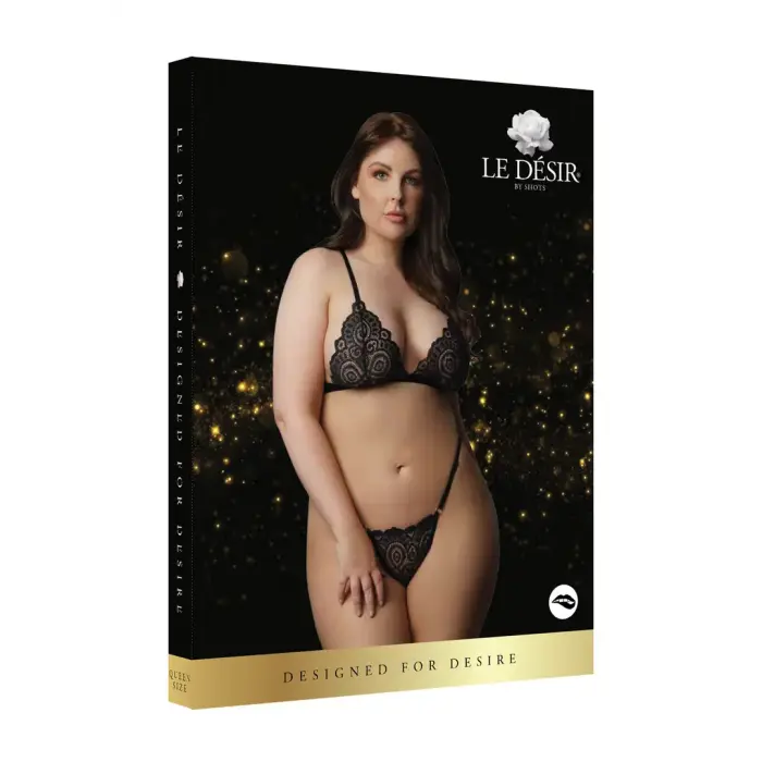 Magic Lace Velvet Lingerie Set – Black – Plus size