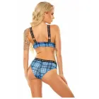 Fantasy Lingerie No Fucks Given – ruuduline bralette loosungitraksidega ja aluspüksid – sinine – suurus S/M — Foto 5