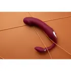 Lokāms bezlencu strapon vibrators – 18 cm (7″) – sarkans — Foto 6