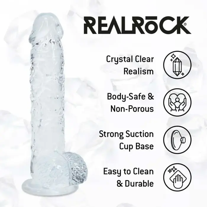 Reālistisks dildo ar sēkliniekiem – 12.7 cm (5″) – Caurspīdīgs Foto 6