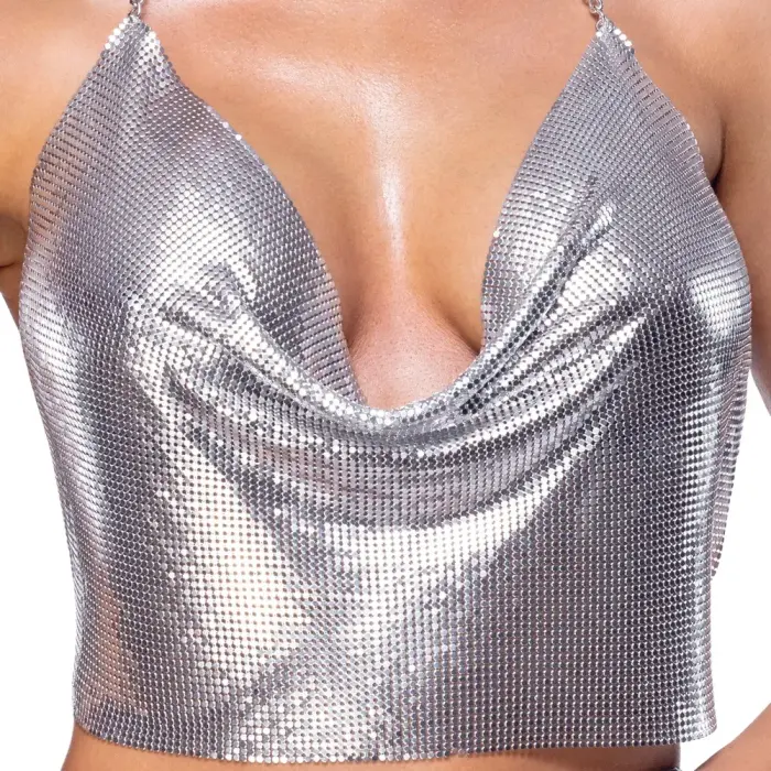 Cottelli Metal Halter Top – Silver Photo