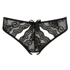 Cottelli Lingerie – трусики из цветочного кружева с открытым шагом и атласными бантиками – чёрные – S — Фото 7