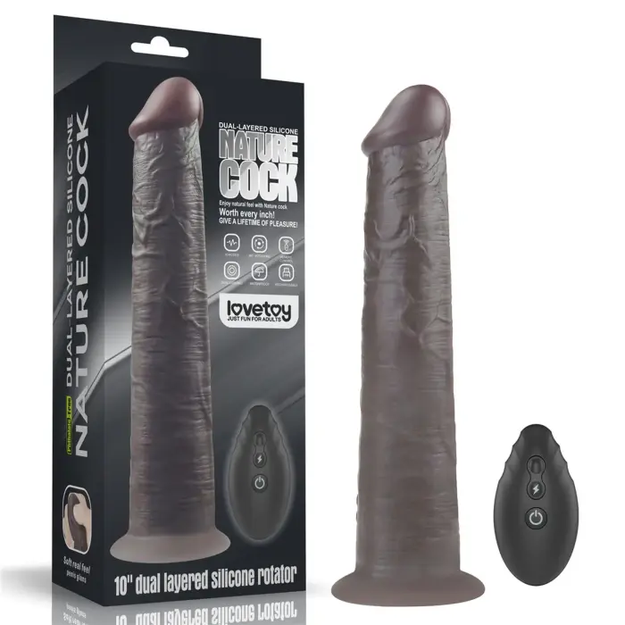 Divslāņu platīna silikona rotējošs dildo – 25 cm (10″) – Caurspīdīgs